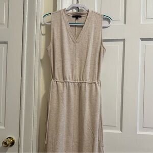 Banana Republic Heather Beige V-Neck Drawstring Midi Dress S Pockets